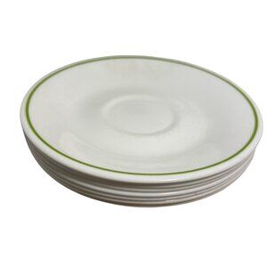 Corelle By Corning Saucer Plate Meadow White Green Trim 6.25" Vintage Set Of 5